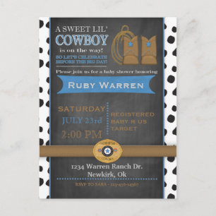 Invitation de baby shower de cowboy de tableau