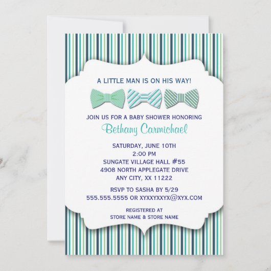 Invitation de baby shower de cravate (Devant)