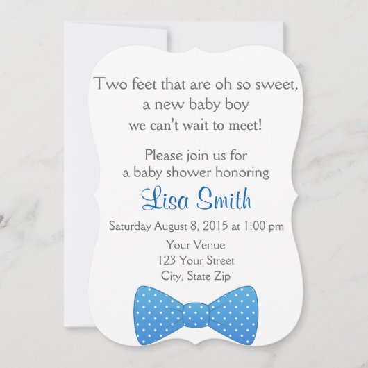 Invitation de baby shower de cravate d'arc (Devant)