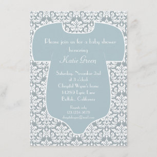 Invitation de baby shower de damassé - bleu