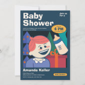 Invitation de Baby shower de dessin animé (Devant)
