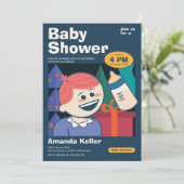 Invitation de Baby shower de dessin animé (Debout devant)