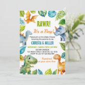 Invitation de Baby shower de Dinosaur Cute (Debout devant)