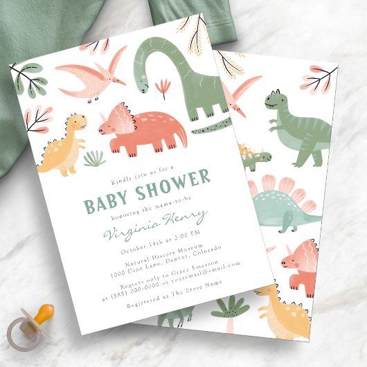 Invitation de Baby shower de Dinosaur Cute
