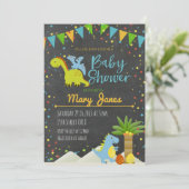 Invitation de baby shower de dinosaure (Debout devant)