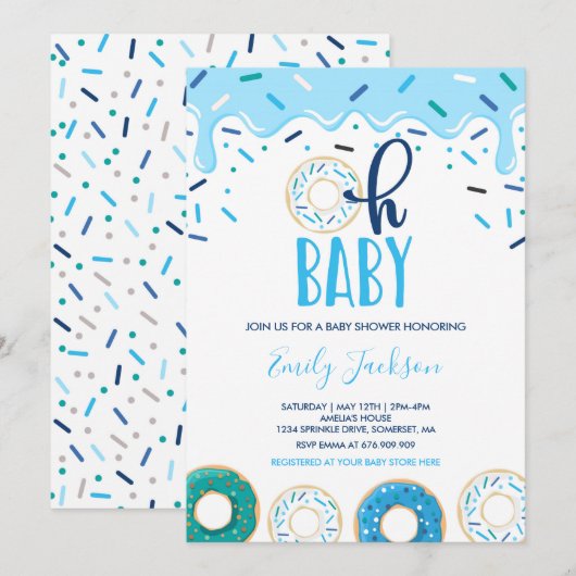 Invitation de Baby shower de Donut Oh Baby Donut S (Devant / Derrière)