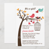 Invitation de baby shower de famille d'oiseau (Devant / Derrière)