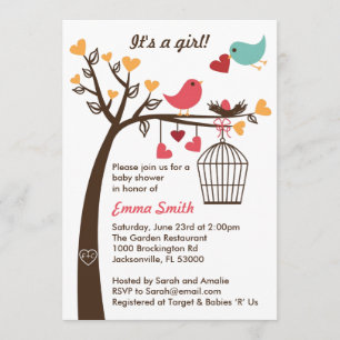Invitation de baby shower de famille d'oiseau