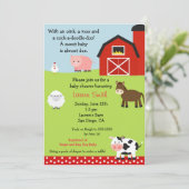 Invitation de baby shower de ferme de basse-cour (Debout devant)