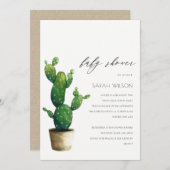 Invitation de Baby shower de feuillage vert Cactus (Devant / Derrière)