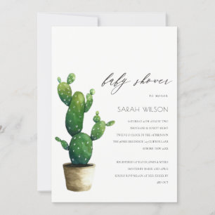 Invitation de Baby shower de feuillage vert Cactus