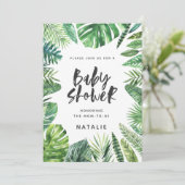 Invitation de baby shower de feuille de palme trop (Debout devant)