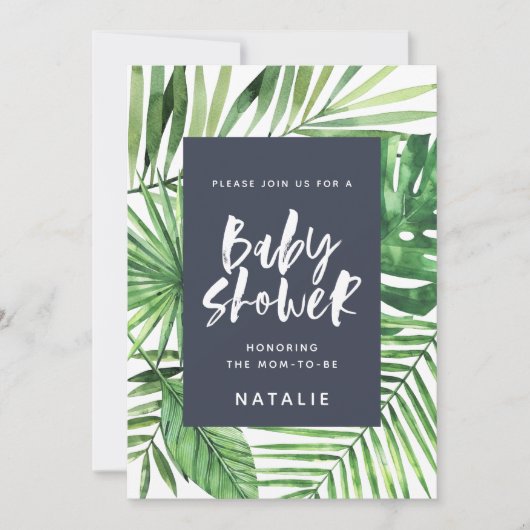 Invitation de baby shower de feuille de palme trop (Devant)
