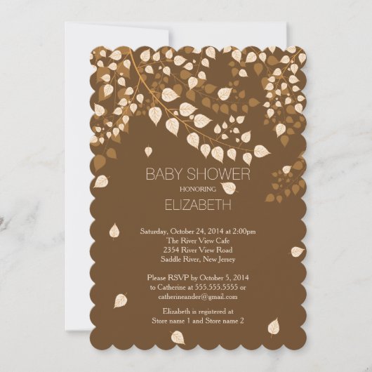 Invitation de Baby shower de feuilles d'automne mo (Devant)