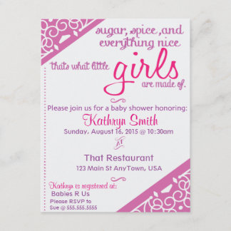 Invitation de baby shower de fille