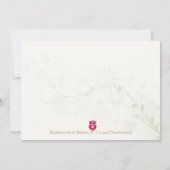 Invitation de Baby shower de fille à la chouette r (Dos)