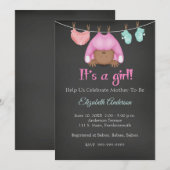 Invitation de Baby shower de fille afro-américaine (Devant / Derrière)