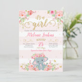 Invitation de baby shower de fille, baby shower (Debout devant)