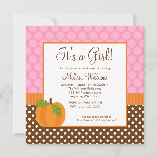 Invitation de baby shower de fille d'automne de (Devant)