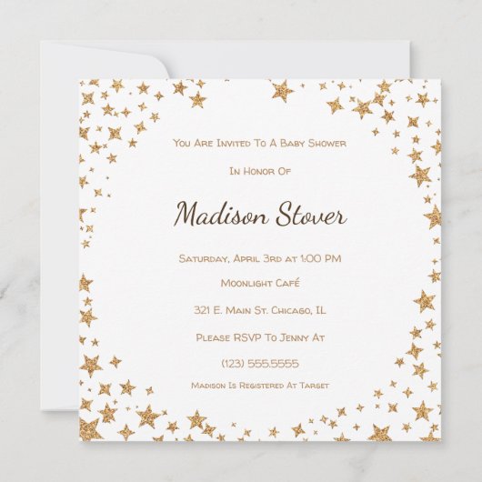 Invitation de baby shower de fille de (Dos)