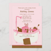 Invitation de baby shower de fille de baquet de (Devant / Derrière)