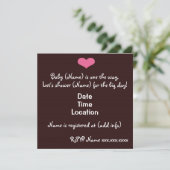 Invitation de Baby shower de fille de bébé hip (Debout devant)