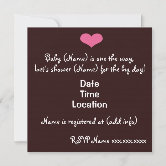 Invitation de Baby shower de fille de bébé hip (Devant)