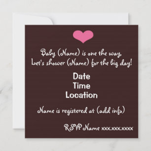Invitation de Baby shower de fille de bébé hip