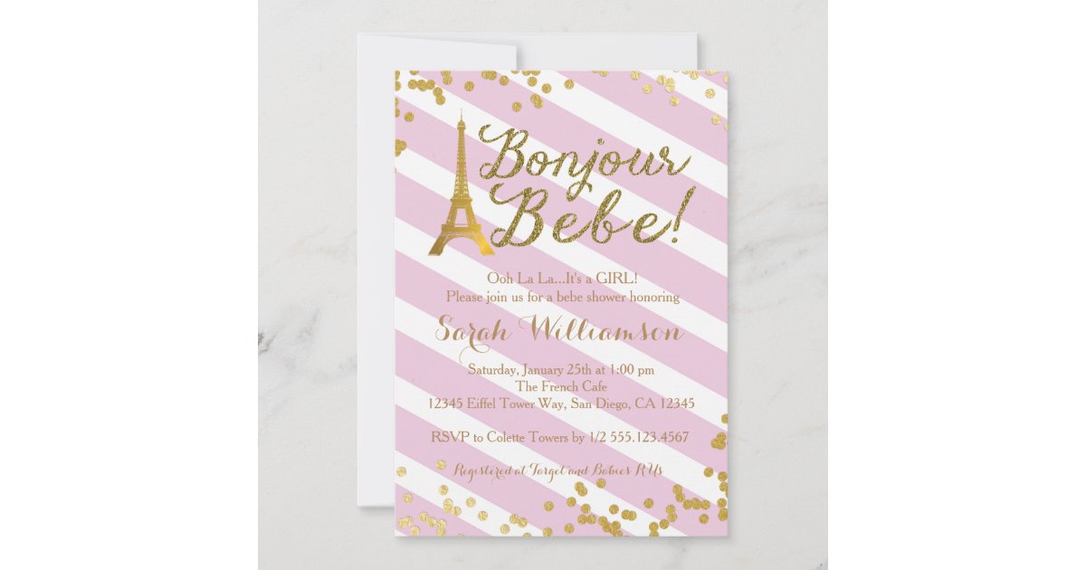 Invitation De Baby Shower De Fille De Bonjour Bebe Zazzle Be Invitation De Baby Shower De Fille De Bonjour Bebe Zazzle Be