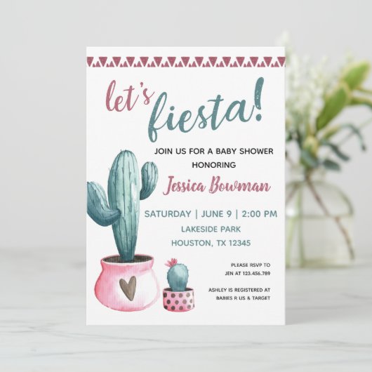 Invitation de baby shower de fille de fiesta de (Debout devant)
