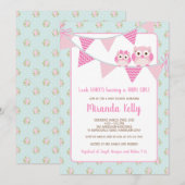Invitation de baby shower de fille de hibou, chic (Devant / Derrière)