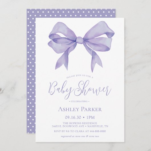 Invitation de Baby shower de fille de la croupe vi (Devant / Derrière)