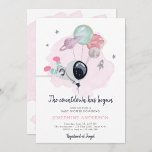 Invitation de Baby shower de fille de l'astronaute