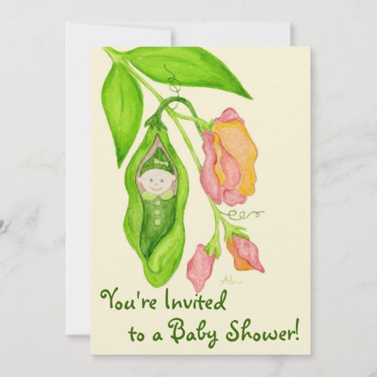 Invitation de baby shower de fille de pois doux (Devant)