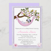 Invitation de baby shower de fille d'hamac - (Devant / Derrière)