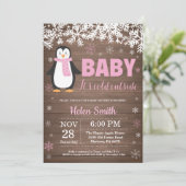 Invitation de Baby shower de fille d'hiver de ping (Debout devant)