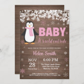 Invitation de Baby shower de fille d'hiver de ping (Devant / Derrière)
