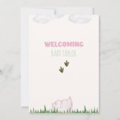 Invitation de Baby shower de fille DINOSAUR, Pink  (Dos)