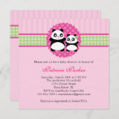 Invitation de baby shower de fille d'ours panda (Devant / Derrière)