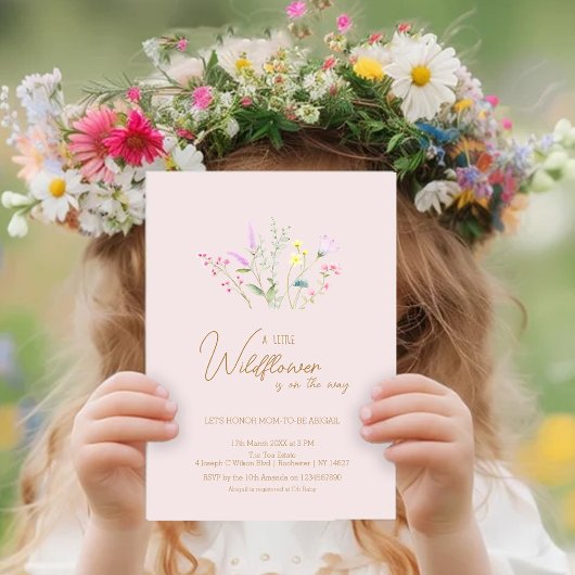 Invitation de Baby shower de fille Fleur sauvage f