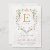 Invitation de Baby shower de fille Fleur sauvage v (Devant)