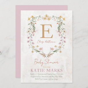 Invitation de Baby shower de fille Fleur sauvage v