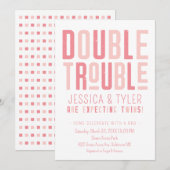 Invitation de Baby shower de fille/garçon jumeau à (Devant / Derrière)