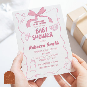 Invitation de Baby shower de fille illustrée de Bo