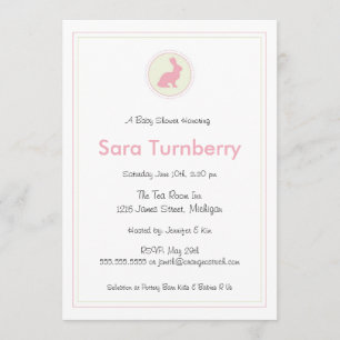 Invitation de baby shower de fille - lapin