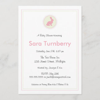 Invitation de baby shower de fille - lapin