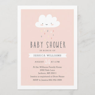 Invitation de baby shower de fille - nuage mignon