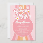 Invitation de Baby shower de fille Super rétro (Devant)