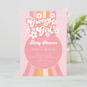 Invitation de Baby shower de fille Super rétro (Debout devant)