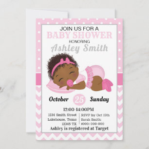 Invitation de Baby shower de filles afro-américain